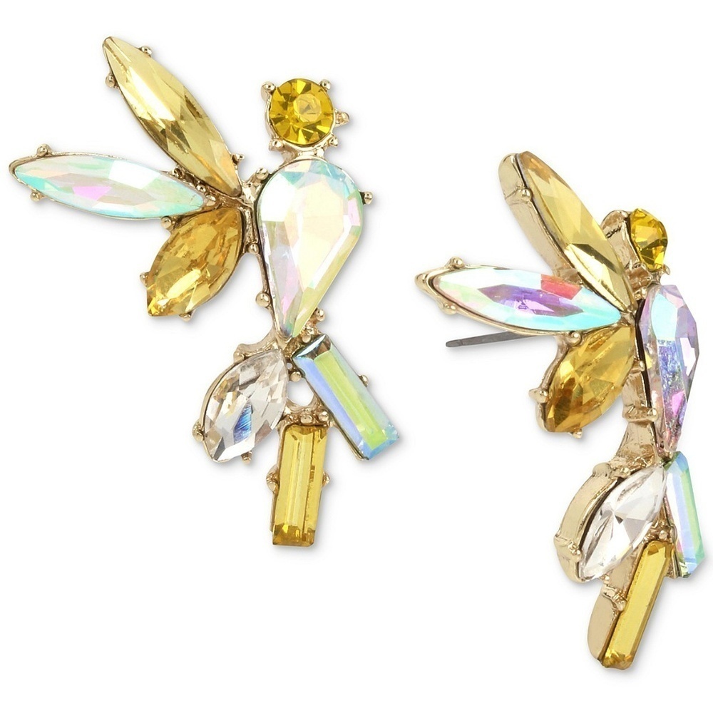 Womens Cockatoo Large Crystal CZ Stud Earrings - Picture 1 of 3